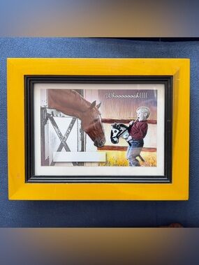 Vintage Wood Photo Frame 5 x 7 Yellow Black Portrait + Landscape Thailand MCM